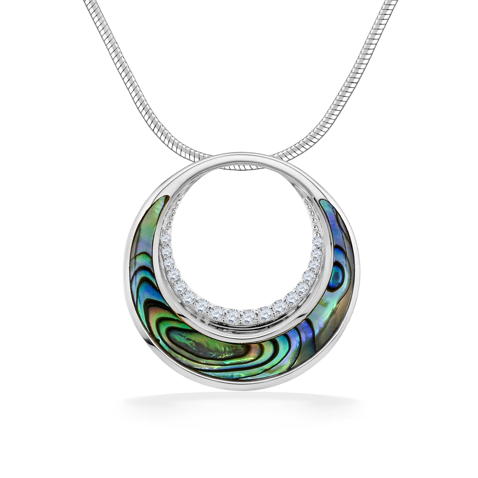 45126 - 14K White Gold - Abalone and Diamond Mahina Pendant