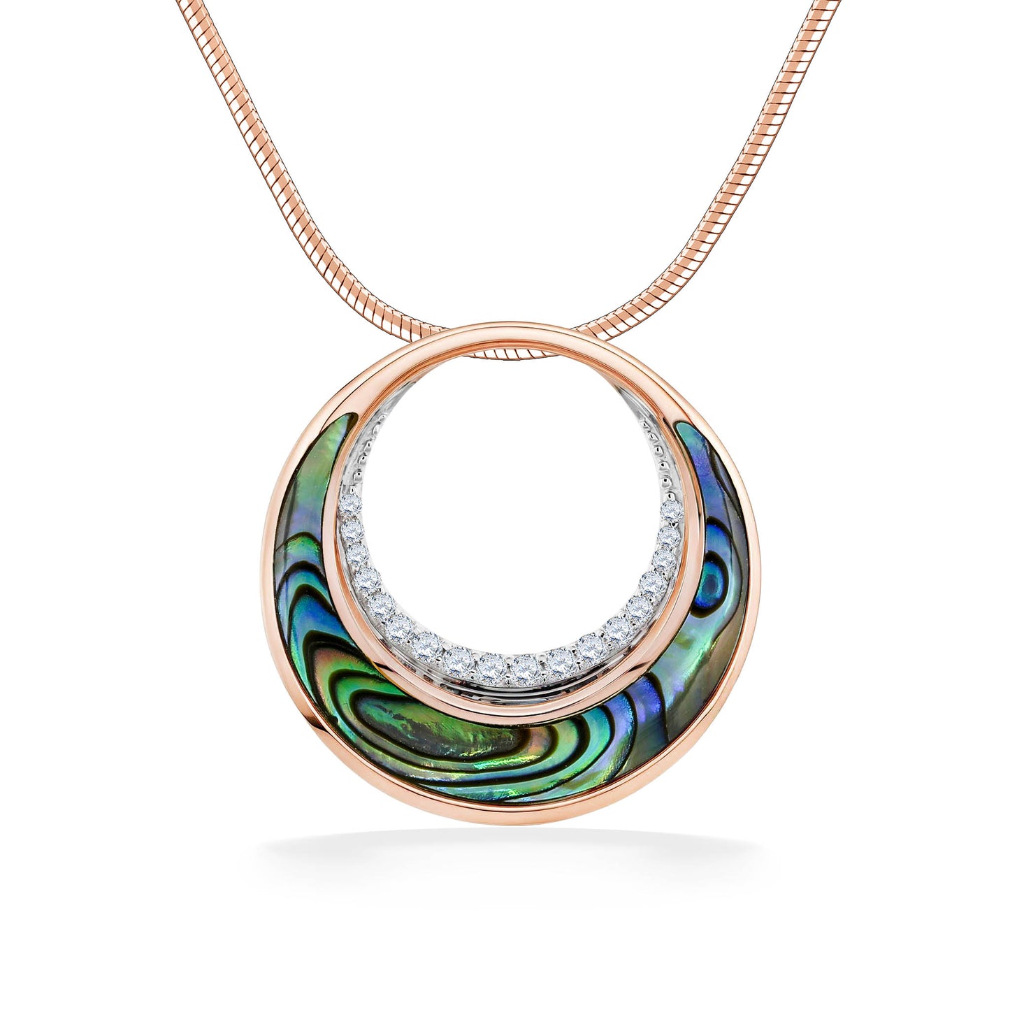 45127 - 14K Rose Gold - Abalone and Diamond Mahina Pendant