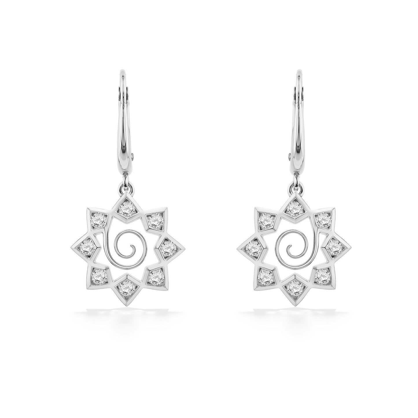 45142 - 14K White Gold - Hokunani Diamond Leverback Earrings