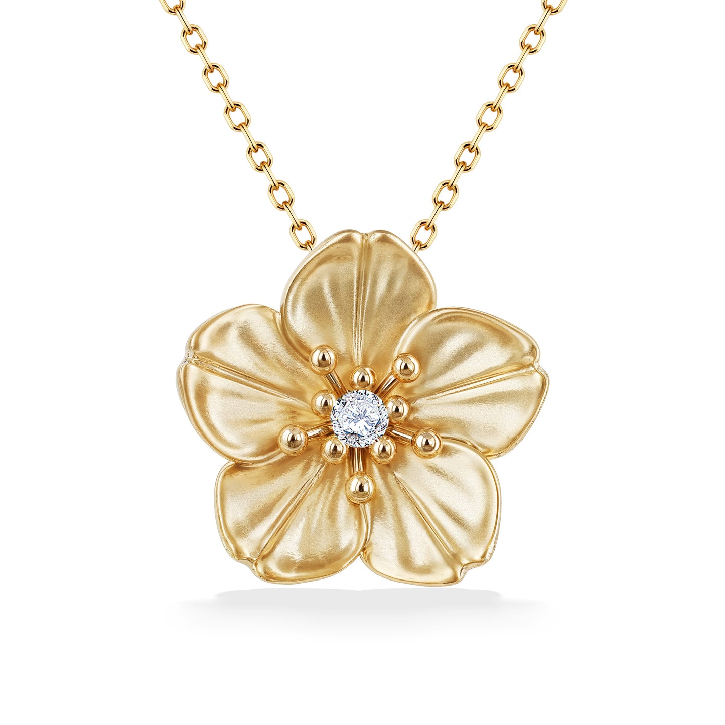 45162 - 14K Yellow Gold - Cherry Blossom Pendant with Diamond