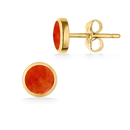 765424 - 14K Yellow Gold - Kabana Round Inlay Stud Earrings