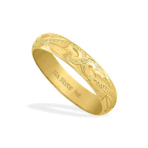 4mm Hawaiian Heirloom TSC Scroll Around Ring Na Hoku