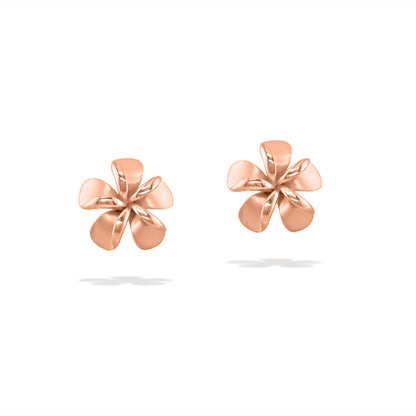 19749 - 14K Rose Gold - Plumeria Stud Earrings