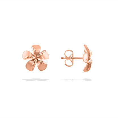 19749 - 14K Rose Gold - Plumeria Stud Earrings