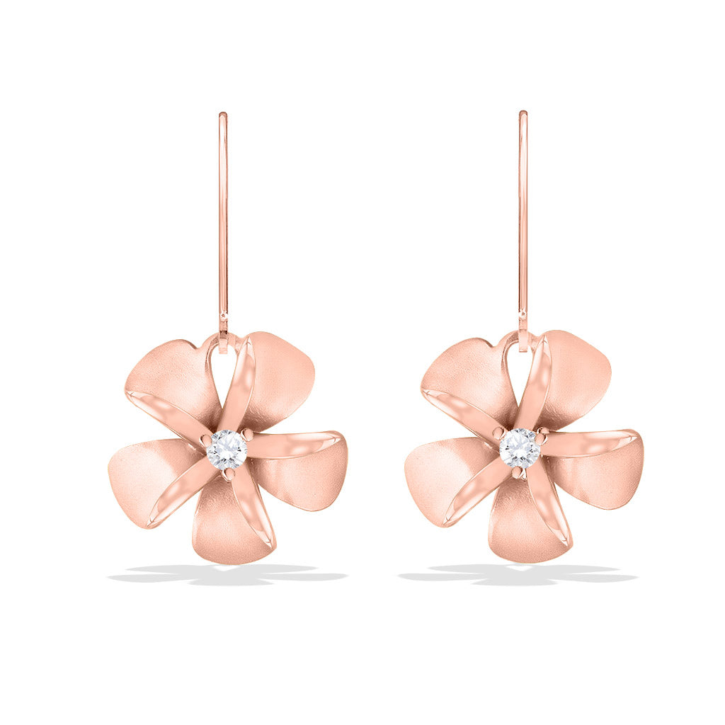 Rose gold plumeria earrings hot sale