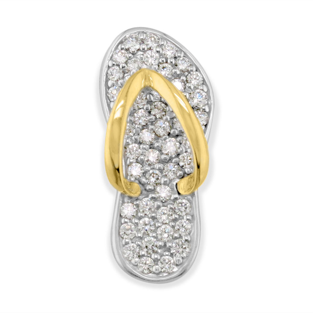 10843 - 14K White Gold and 14K Yellow Gold - Hawaiian Slipper Pendant