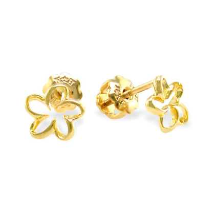 10435 - 14K Yellow Gold - Na Keiki (Children's) Floating Plumeria Earrings