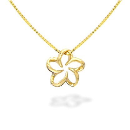 10423 - 14K Yellow Gold - Na Keiki (Children's) Floating Plumeria Pendant