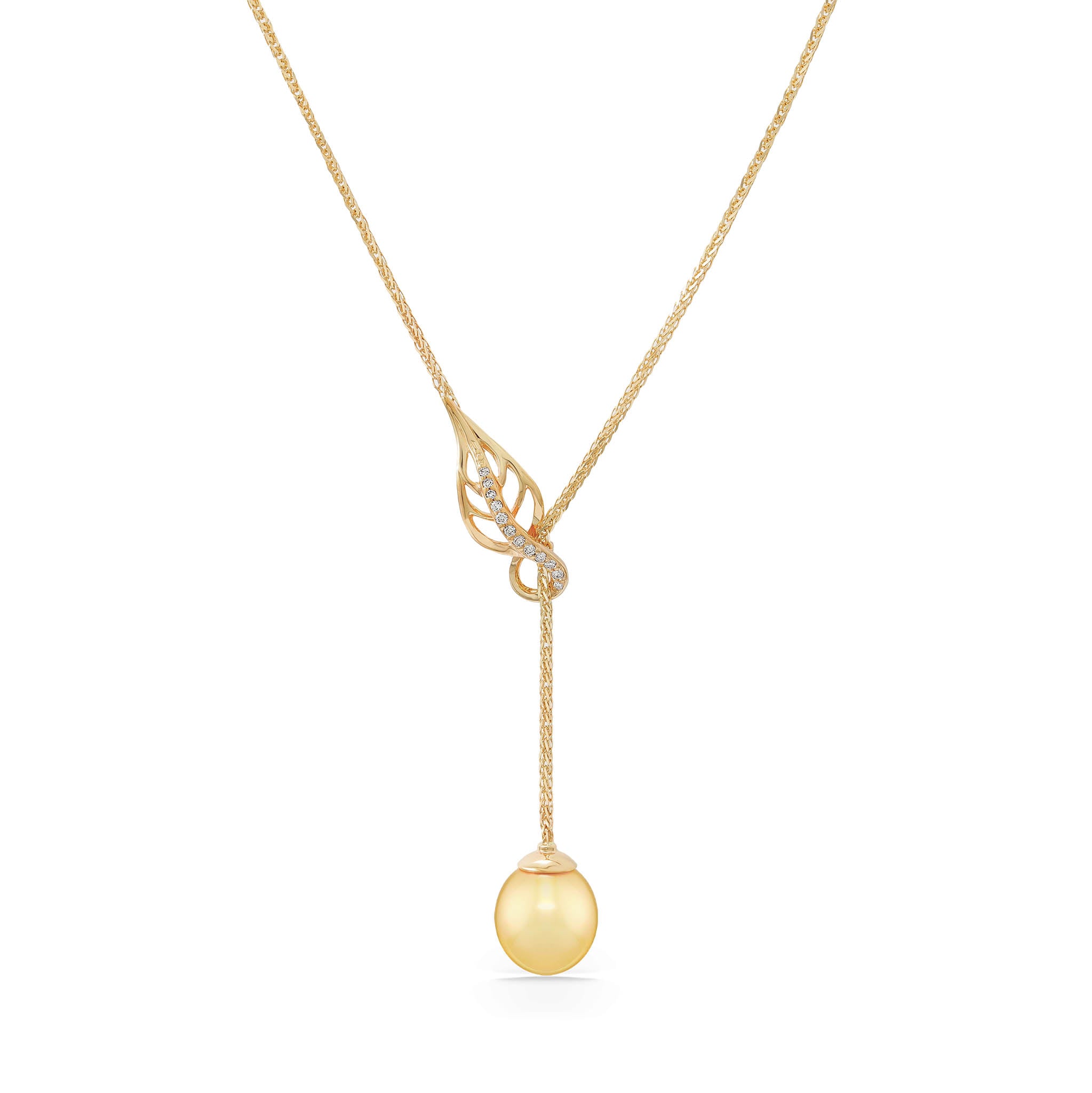 Golden South Sea Pearl Maile Leaf Lariat