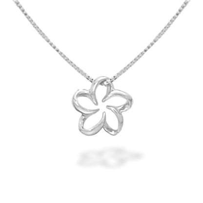 10109 - 14K White Gold - Na Keiki (Children's) Floating Plumeria Pendant