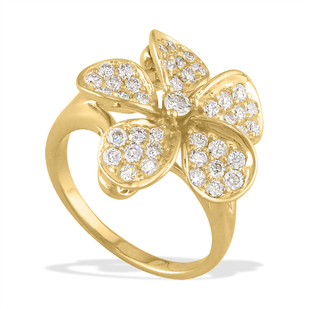 13628 - 14K Yellow Gold - Plumeria Ring