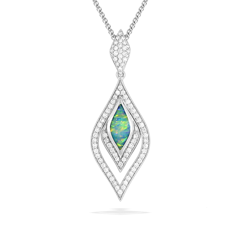 768810 - 14K White Gold - Kabana Opal Pendant