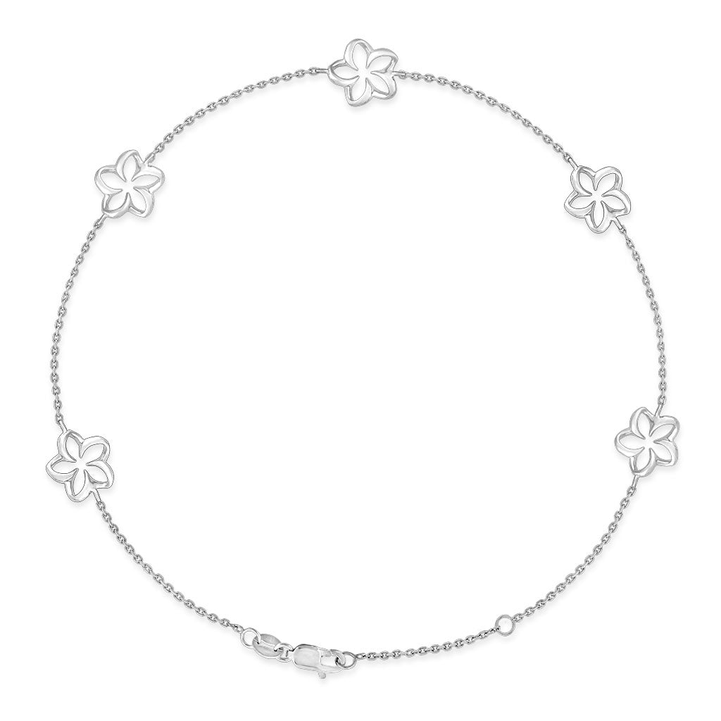 Floating Plumeria Adjustable Anklet