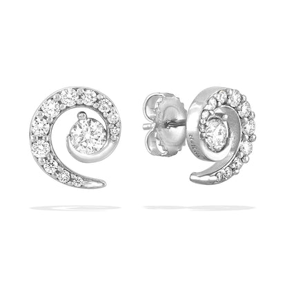 43097 - 14K White Gold - Wave Stud Earrings