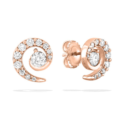 43098 - 14K Rose Gold - Wave Stud Earrings