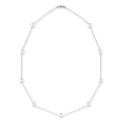 41968 - 14K White Gold - White Akoya Pearl Necklace