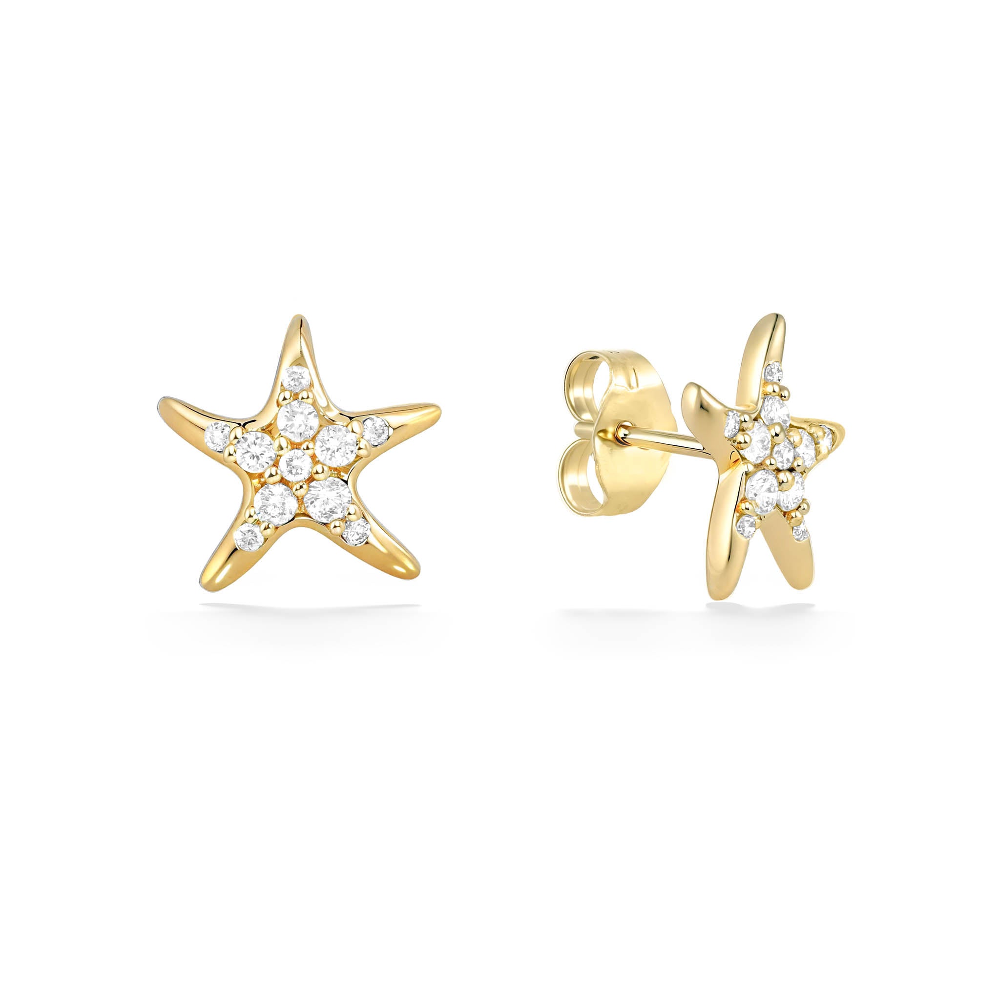 Buy 0.35 Carat (ctw) Round White Diamond Ladies Starfish Stud Earrings 1/3  CT 14K Rose Gold Online at Dazzling Rock