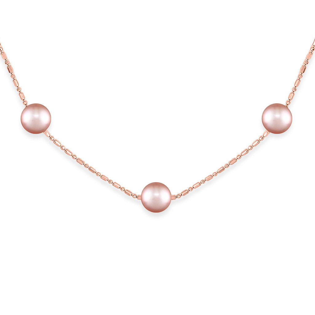 Pink Freshwater Pearl Bead and Ball Necklace Na Hoku