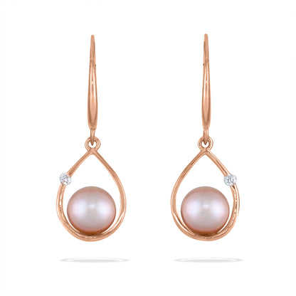 41166 - 14K Rose Gold - Raindrop Leverback Earrings