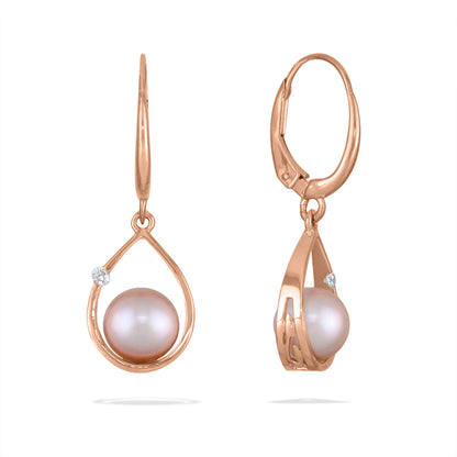 41166 - 14K Rose Gold - Raindrop Leverback Earrings