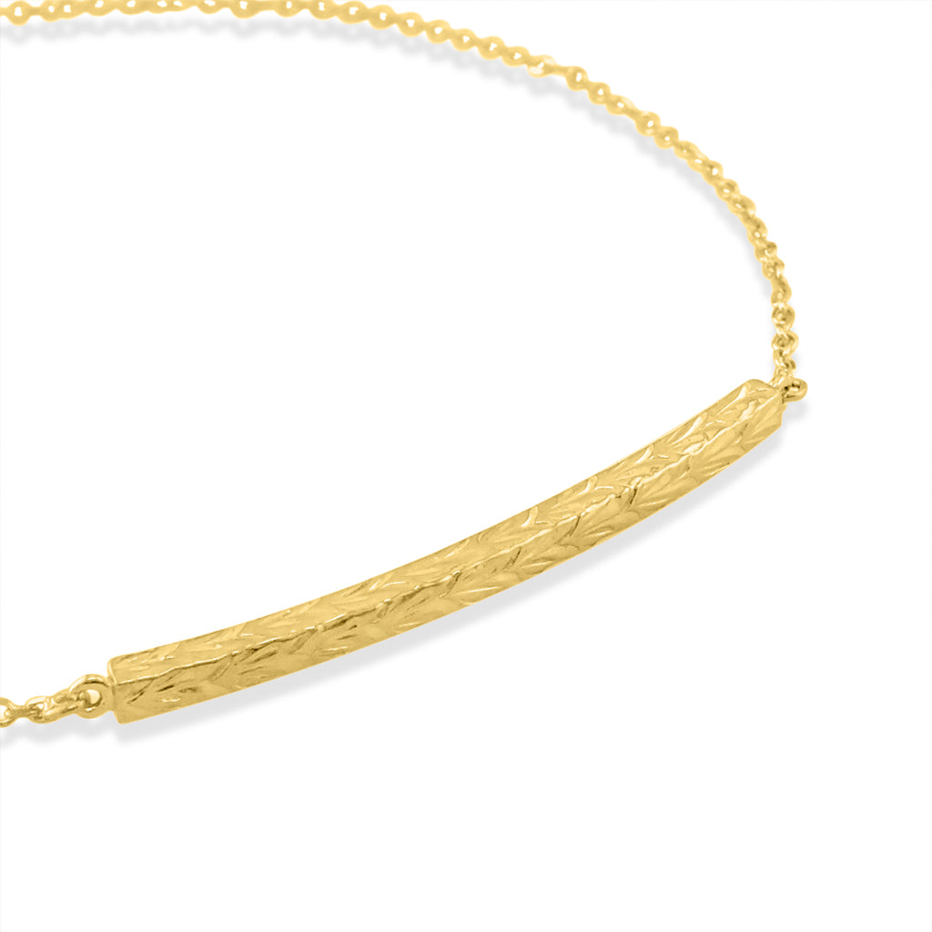 Maile Scroll Bar Bracelet - 14K White Gold