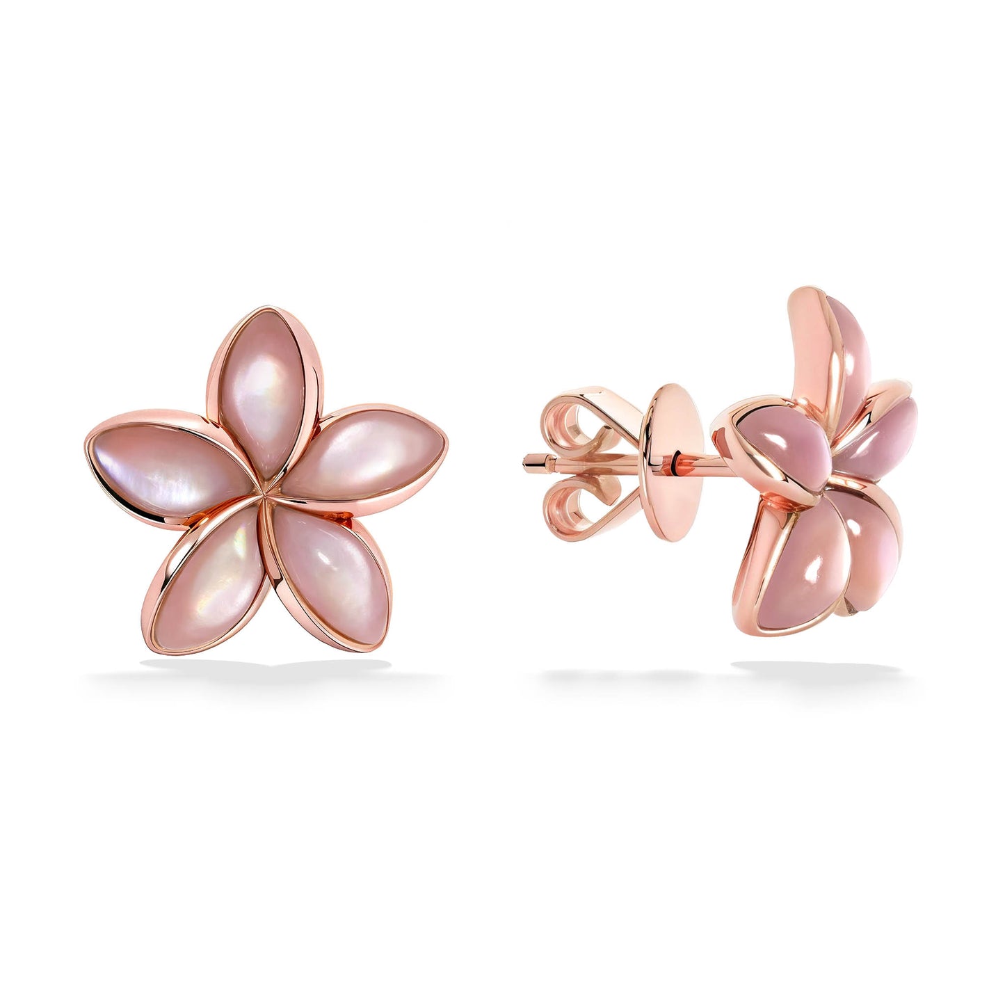 41698 - 14K Rose Gold - Plumeria Stud Earrings