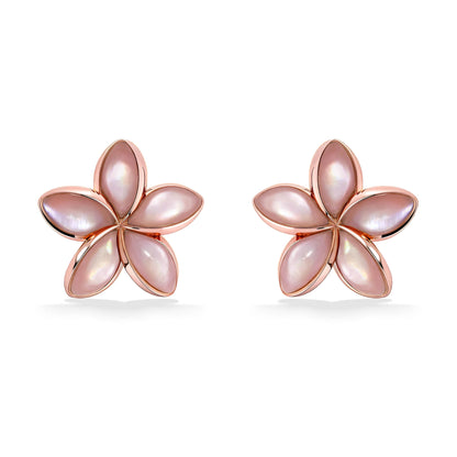 41698 - 14K Rose Gold - Plumeria Stud Earrings