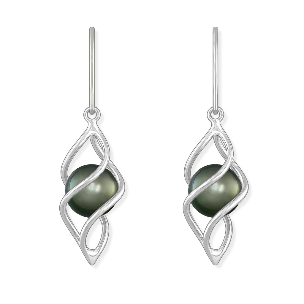 Tahitian Pearl Twist Cage Hook Earrings – Na Hoku