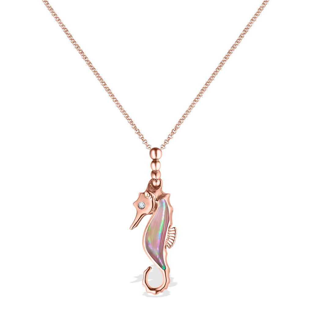 Seahorse necklace rose gold outlet
