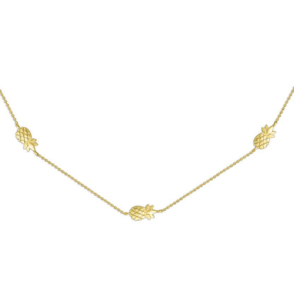 43789 - 14K Yellow Gold - Pineapple Adjustable Necklace