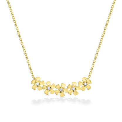 44285 - 14K Yellow Gold - Five Plumeria Necklace