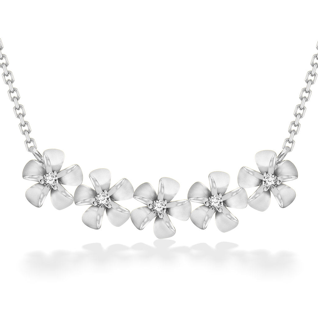 Five Plumeria Necklace 14K Rose Gold