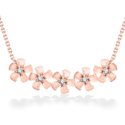 44287 - 14K Rose Gold - Five Plumeria Necklace