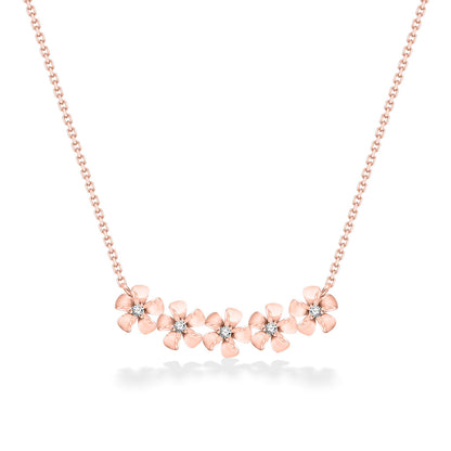 44287 - 14K Rose Gold - Five Plumeria Necklace