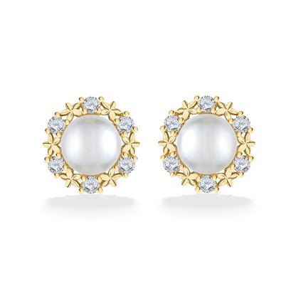 44309 - 14K Yellow Gold - Pua Lei Stud Earrings