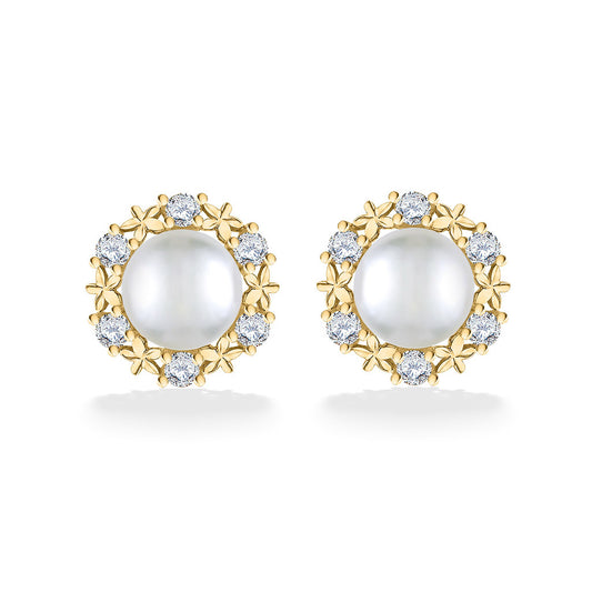 44309 - 14K Yellow Gold - Pua Lei Stud Earrings