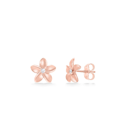 44366 - 14K Rose Gold - Plumeria Stud Earrings