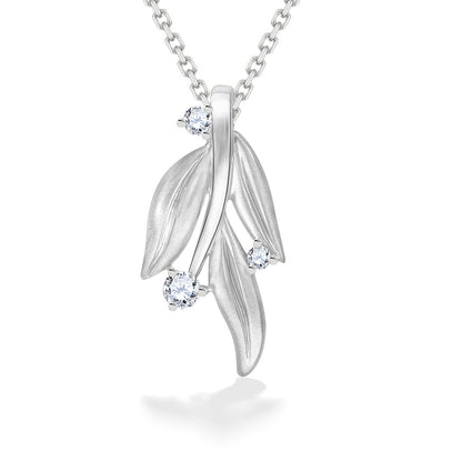 44394 - 14K White Gold - Ti Leaf Lei Pendant