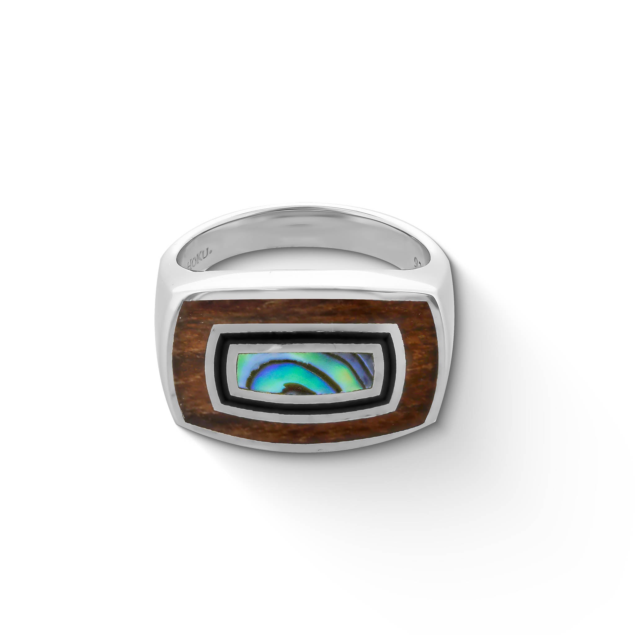 Na outlets Hoku Sterling Silver Koa inlay Maile Ring