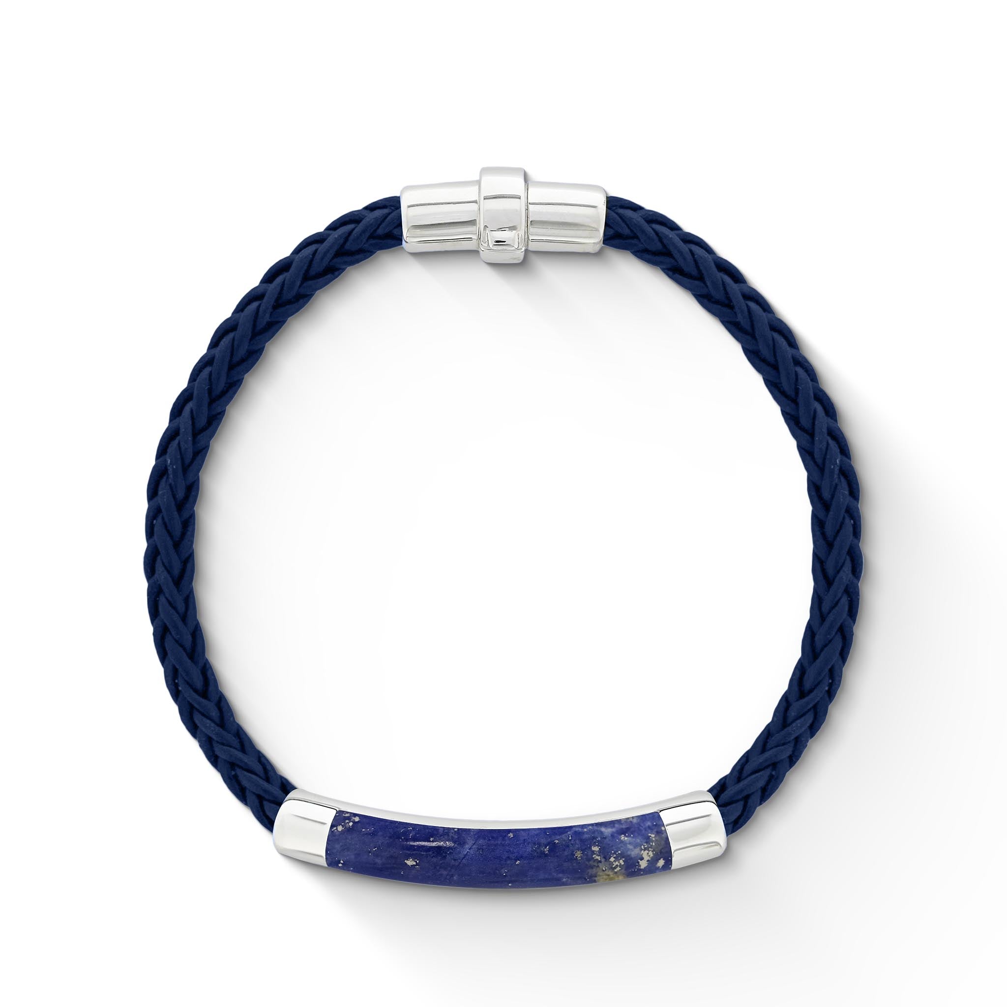 Braided Leather Bracelet with Silver Magnetic Closure - Triton Jewelry