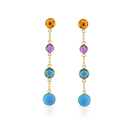 773071 - 14K Yellow Gold - Effy Multicolor Gemstone Drop Earrings