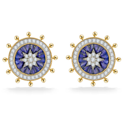 773081 - 14K Yellow Gold - Effy Compass Star Wheel Stud Earrings