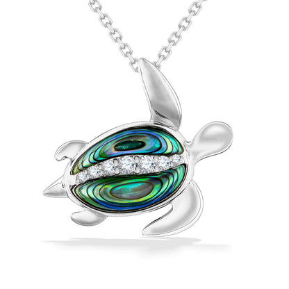 44448 - 14K White Gold - Honu Pendant