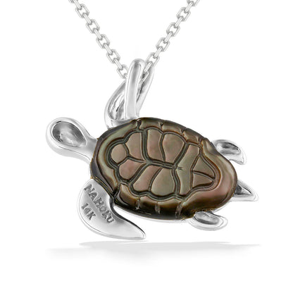 44448 - 14K White Gold - Honu Pendant